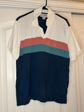 Original Penguin Colorblock Polo in Navy, White & Coral